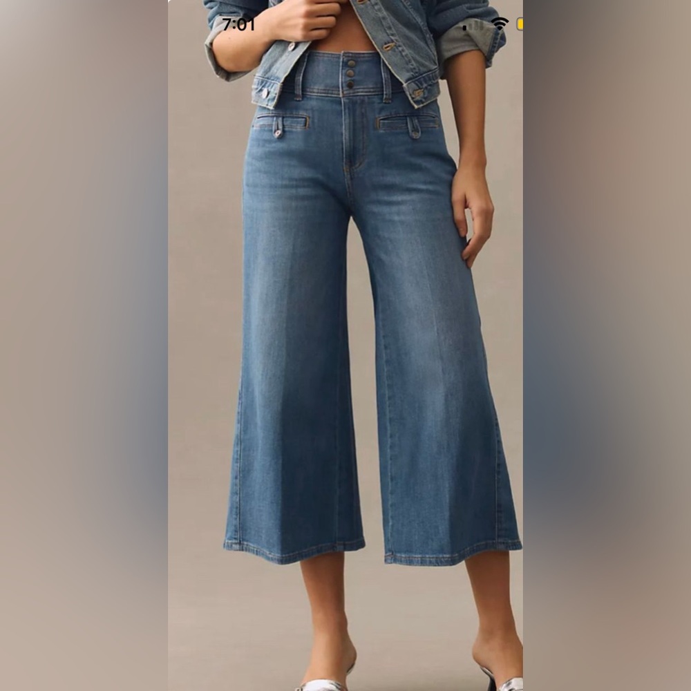 Anthropologie Pilcro wide leg cropped denim stretchy size 31 gently worn
